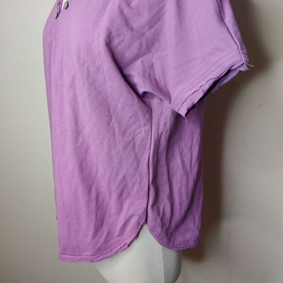 Lulu B Womens Top Size Purple Cotton V-Neck Henley Short Sleeve - Picture 7 of 9